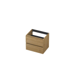 INK Wastafelonderkast - 60x45x52cm - 2 lades - greeploos - met houten keerlijst - MDF - Natur SW486858