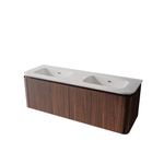 Royal Plaza Terra Badkamermeubelset - 140x47x46cm - keramische wastafel wit glans - 2 wasbakken - zonder kraangaten - 4 lades - kastanje (walnoot) SW1441216