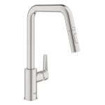 Grohe Start QuickFix Keukenkraan - met uittrekbare handdouche - met dual spray - voorsprong 22.1cm - Supersteel (RVS) SW1028251