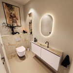 MONDIAZ TURE-DLUX Meuble toilette - 120cm - Rosee - EDEN - vasque Frappe - position centrale - 1 trou de robinet SW1103032