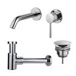 Fortifura Calvi Slim Wastafelkraanset - inbouw wastafelkraan - always open plug - verlaagde design - sifon - hoogglans chroom SW891927