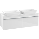 Villeroy & Boch Venticello Meuble sous lavabo 125.7x50.2x43.6cm avec 2 tiroirs pour 2 lavabos à poser blanc brillant 1025479