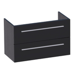 Saniclass EX Small WastafelOnderkast - 80x39x50cm - 2 softclose lades - zonder greep - 1 sifonuitsparing - MFC - black wood SW3077