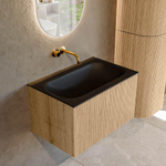 MONDIAZ KURVE Meuble de salle de bains 70 cm couleur Oak avec 1 tiroir. Lavabo BIG SMALL central sans trou de robinet Urban. SW1138360