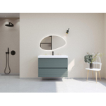 H&R Badmeubelen Infinity XXL 3D Badkamermeubelset - 100 cm - 1 keramische wasbak just wit - 1 kraangat - 2 lades - mat petrol SW863484