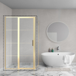 Aqua Vista Triple Draaideur met vast deel - 100x200 cm - 8mm - helder glas - onderdeel hoekcabine - geborsteld messing (goud) SW969972