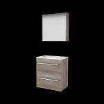Basic-Line Comfort 39 ensemble de meubles de salle de bain 60x39cm avec poignées 2 tiroirs lavabo acrylique 1 trou de robinetterie armoire de toilette mfc scotch oak SW350956