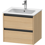 Duravit ketho 2 meuble sous lavabo avec 2 tiroirs 61x48x55cm avec poignées anthracite chêne naturel mat SW772006