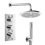 Crosswater MPRO ensemble de douche pluie encastré – douche de tête Ø 30 cm – douchette bâton – 3 leviers – chrome SW1472645