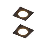 QAZQA Simply Inbouwspot - set van 2 - 9x9cm - incl. LED - 3 staps dimbaar - IP44 - vierkant - mat zwart SW1209732
