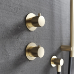 Hotbath Cobber Élément de finition - Mitigeur thermostatique encastré avec inverseur 2 voies BBP Laiton brossé PVD SW799338