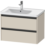 Duravit Ketho 2 wastafelonderbouwkast met 2 laden voor waskom links 78.4x45.5x54.9cm met grepen antraciet taupe supermat SW772531