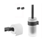 Tiger Bold Set d'accessoires de toilette - porte-brosse de toilette - fermé - porte-rouleau de toilette - sans couvercle - crochets à serviettes - 2 pièces - noir SW877142