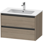 Duravit Ketho 2 meuble de salle de bains sous lavabo avec 2 tiroirs 81x48x55cm avec poignées chêne anthracite terra mat SW773027