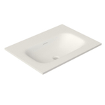 Saniclass Flow Meubelwastafel - 61x46x1.5cm - overloop - 1 wasbak midden - zonder kraangaten - solid surface wit mat SW1224147