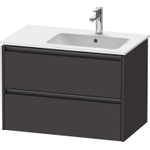 Duravit Ketho.2 Wastafelonderbouwkast - met 2 laden - voor waskom rechts - 81x48x54.9cm - met grepen antraciet - grafiet supermat SW771908