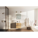 Nemo Go Ensemble de meuble - 60x65x45.5cm - 2 tiroirs - sans poignée - 1 vasque Blanc brillant - 1 trous de robinet - avec miroir - MDF Riverside Oak SW911701