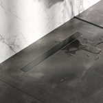 Brauer Caniveau de douche - 80x7.5cm - bride de sol - grille à carreler réversible - acier inoxydable - gunmetal brossé SW891079