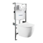 QeramiQ Salina Pack WC à encastrer siège de toilettes à fermeture softclose et plaque de commande Geberit Sigma 20 Chrome blanc SW444755