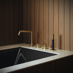 Hotbath Archie Combinaison pour bord de baignoire mitigeur monocommande avec bec et inverseur 2 voies BBP Laiton brossé PVD SW799007