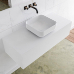 Mondiaz Lagom Meuble salle de bains 110x30.9x45cm Solid Surface Talc 1 tiroir avec lavabo BINX vasque à poser Centre sans trous de robinet SW409072