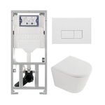 QeramiQ Dely Pack WC - 36,3x51,7cm - à fond creux - sans bride - réservoir encastré Geberit UP320 - abattant WC softclose 35 mm - plaque de déclenchement blanche mate - boutons rectangulaires - blanc mat SW1235386