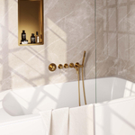 Robinet de baignoire encastré Brauer Gold Edition - ensemble de douche - sortie de 20 cm - avec partie encastrable - 3 boutons lisses - douchette à main 1 fonction - PVD - or brossé SW547652