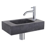 Differnz Force kit lave-mains - 40x22x9cm - Rectangulaire - 1 trou de robinet - Robinet chromé courbé - Pierre naturelle noire SW373181