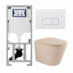 QeramiQ Dely Toiletset - 36.3x51.7cm - diepspoel - rimless - Geberit UP320 inbouwreservoir - softclose toilet zitting - 35mm - mat witte bedieningsplaat - rechthoekige knoppen - mat beige SW1236518