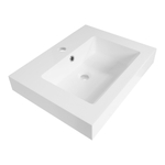 BRAUER Solar Thick lavabo 60x46x10cm - 1 vasque - 1 trou de robinet - marbre minéral - blanc satiné SW3147