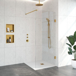 BRAUER Void paroi de douche à l’italienne en verre claire 90 x 200 cm avec traitement anticalcaire - PVD or brossé SW638708