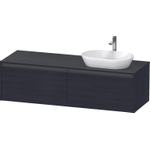 Duravit Ketho.2 Wastafelonderbouwkast - inclusief consoleplaat - met 2 laden - voor waskom rechts - 160x55x45.9cm - met handgrepen antraciet - eiken zwart mat SW772848