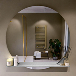 Miroir de salle de bain Mondiaz SPOT - rond 120cm - plan de miroir - couleur Plata SW1235587