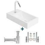 Nemo Spring Keyna Set lave-mains 40x22cm sans trop-plein avec robinet et siphon solid surface blanc SW385476