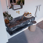 Mondiaz ALAN-DLUX Ensemble de meuble - 110cm - meuble Lava mat - 0 tiroirs - Lavabo Cloud Lava suspendu - vasque Centre - 0 trous de robinet SW809088