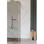 Fortifura Galeria zijwand - 50x200cm - rookglas - 8mm - met hoekprofiel - PVD - geborsteld RVS SW925375