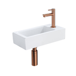 Fortifura Fuente fonteinset - 36x18.5x9cm - 1 kraangat - solid surface - fonteinkraan koper - mat wit SW1111575