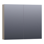 BRAUER Plain Spiegelkast - 80x70x15cm - 2 links/rechtsdraaiende spiegeldeuren - MDF - hoogglans taupe SW393085