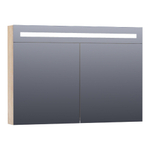 Saniclass Double Face Spiegelkast - 100x70x15cm - verlichting - geintegreerd - 2 links- rechtsdraaiende spiegeldeur - MFC - sahara SW371698