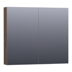 BRAUER Impress armoire de toilette - 80x70x15cm - sans éclairage - 2 portes miroir double face - chêne à lamelles noir SW393065