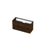 Ink meuble sous lavabo 100x52x40cm 2 tiroirs sans poignée tourniquet en bois décor bois chêne cuivré SW352221