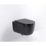 QeramiQ Dely Swirl WC suspendu - 36.5x53cm - à fond creux - sans bride - abattant slim - noir mat SW1026261