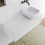 Mondiaz Lagom Meuble salle de bains 100x30.9x45cm Solid Surface Talc 1 tiroir avec lavabo BINX vasque à poser Droite sans trous de robinet SW408996