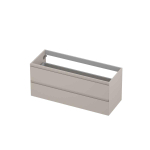 INK Wastafelonderkast - 120x45x52cm - 2 lades - greeploos - MDF lak - Mat kasjmier grijs SW798160