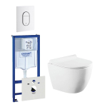 QeramiQ Salina Compact toiletset bestaande uit inbouwreservoir, compact wandcloset met toiletzitting en bedieningsplaat verticaal wit SW444756