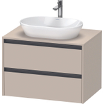 Duravit Ketho.2 Wastafelonderbouwkast - inclusief consoleplaat - met 2 laden - 80x55x56.8cm - met handgrepen antraciet - taupe supermat SW772417