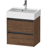 Duravit Ketho.2 Wastafelonderbouwkast - met 2 laden - 58.4x39x54.9cm - met grepen antracietdonker - mat noten (donker) (hout) SW772734