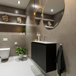 MONDIAZ TURE Kit lave-mains - 80x23x50cm - 0 trous de robinet - 2 portes - urban mat - Lavabo centré - Solid Surface Blanc SW474902