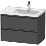 Duravit Ketho.2 Wastafelonderbouwkast - met 2 laden - voor waskom rechts - 78.4x45.5x54.9cm - met grepen antraciet - grafiet mat SW772099