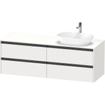 Duravit Ketho.2 Wastafelonderbouwkast - inclusief consoleplaat - met 4 laden - voor waskom rechts - 160x55x56.8cm - met handgrepen antraciet - wit mat SW772310